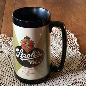 Vintage 70’s/80’s Stroh’s logo Thermo-Serv by Westbend plastic handled beer mug